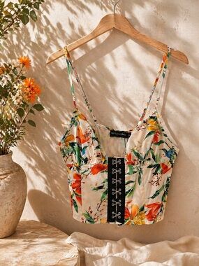 Pretty Little Thing Nude Oriental Hook and eye bralette size 0